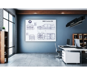 BMW E30 325i - blueprint - biela verzia