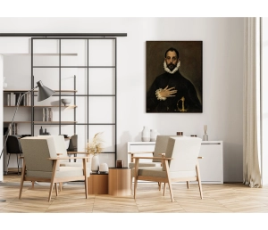 El Greco - Šľachtic s rukou na hrudi - El caballero de la mano en el pecho - reprodukcia