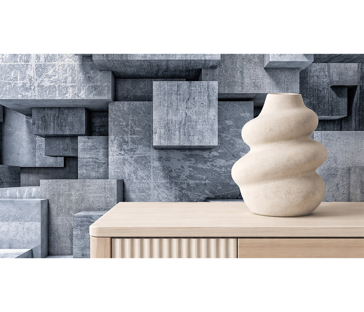 3D betonové bloky – architektonická tapeta