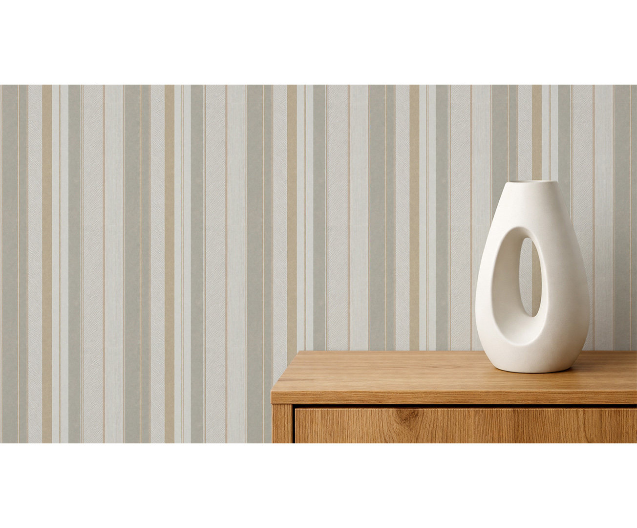 Jemné pruhy v šedobéžových tónech – elegantní designová tapeta