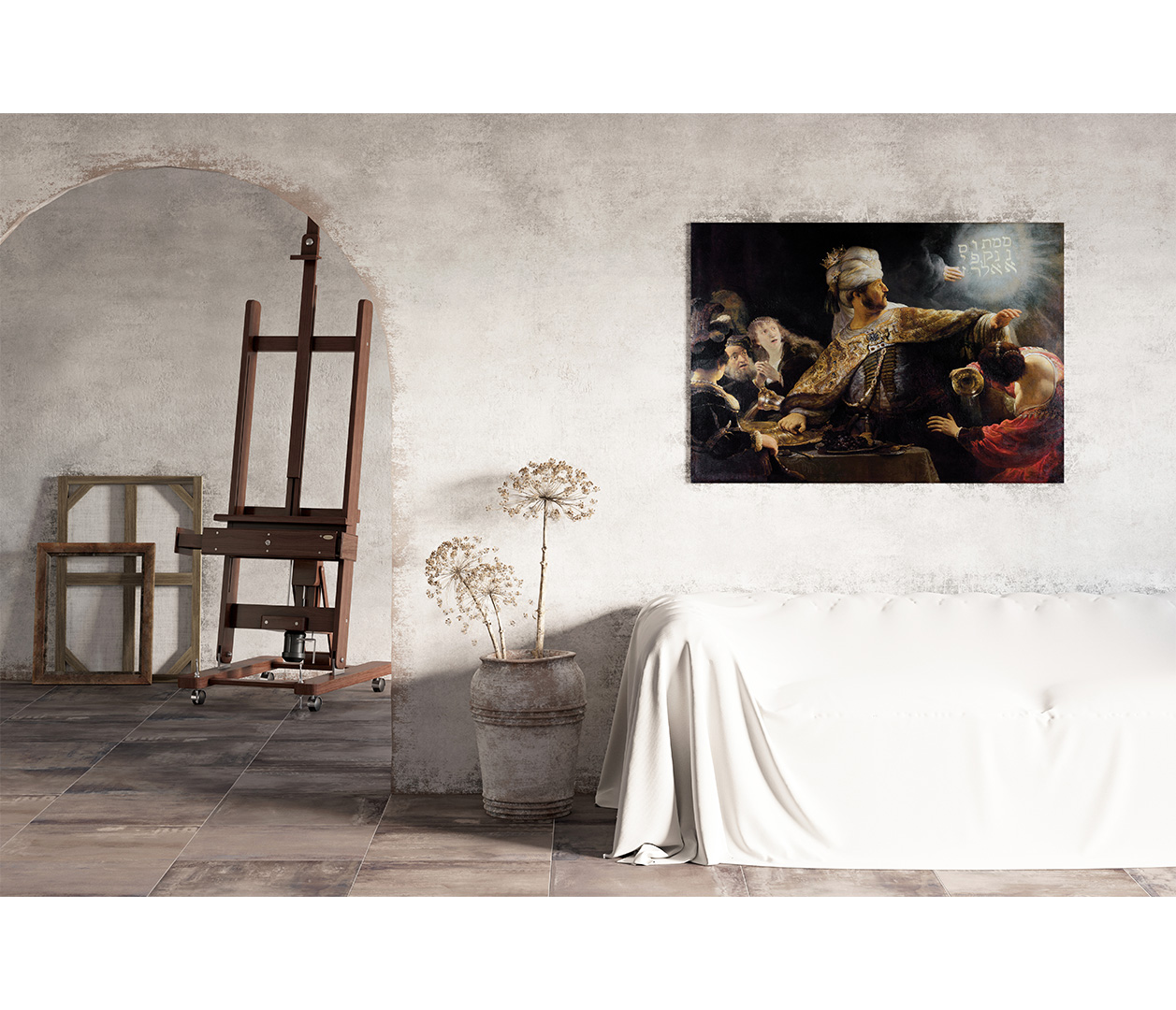 Rembrandt van Rijn - Belšasarova hostina a píšící ruka - Belshazzar's Feast - reprodukce