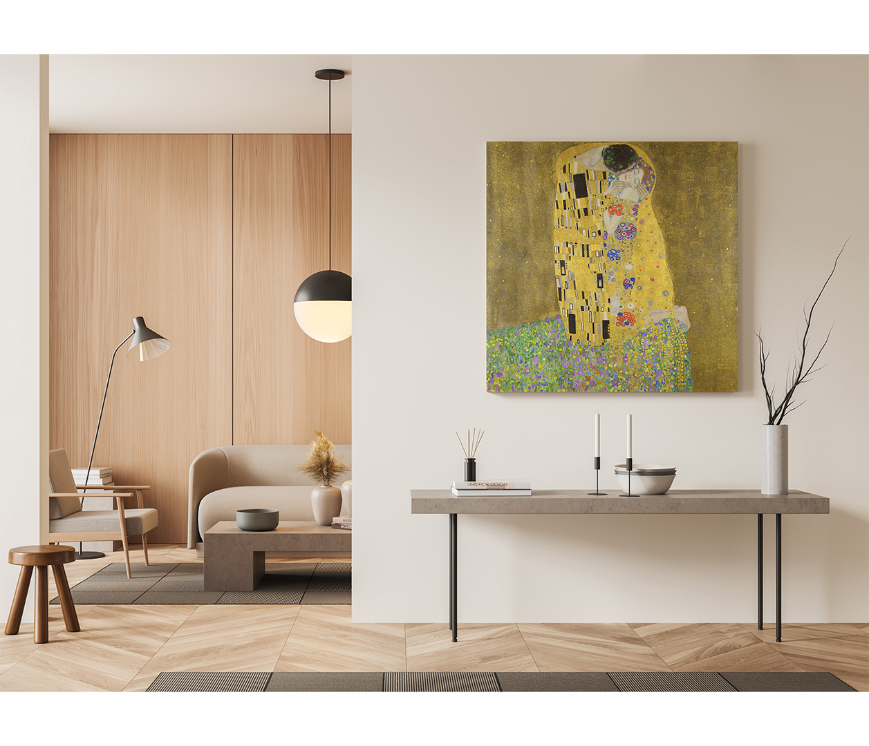 Gustav Klimt - Polibek - The Kiss - reprodukce