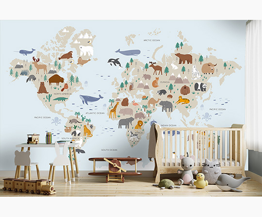 Kreslená mapa pre deti so zvieratkami