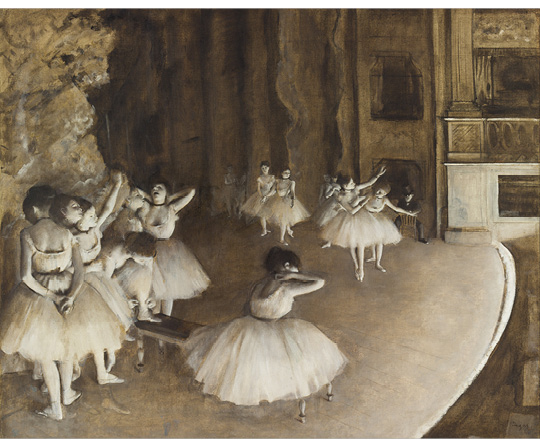 Edgar Degas - Baletná skúška na javisku - The Ballet Rehearsal on Stage - reprodukcia
