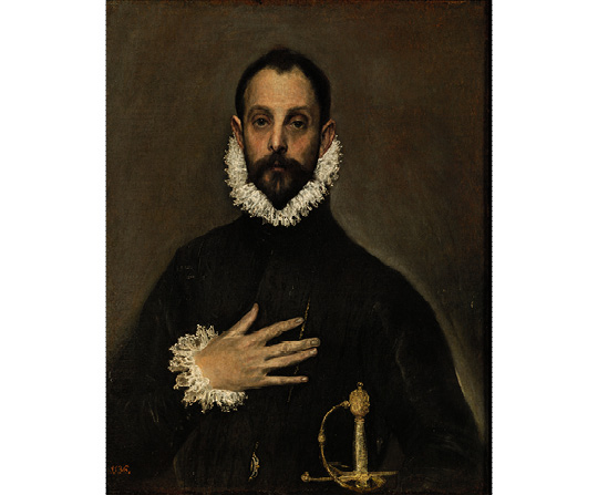 El Greco - Šľachtic s rukou na hrudi - El caballero de la mano en el pecho - reprodukcia