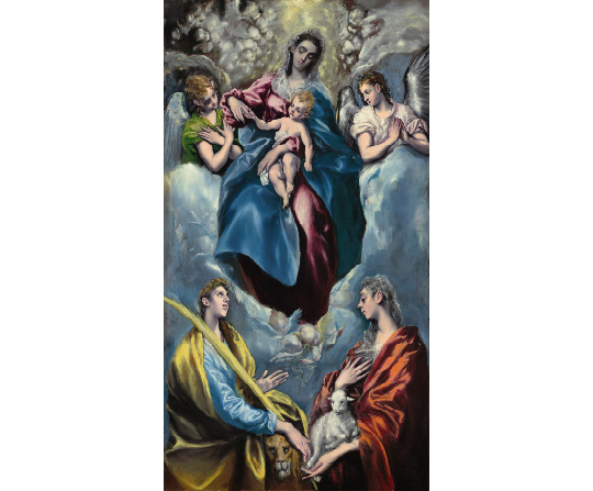 El Greco - Madona s dieťaťom, svätou Martinou a svätou Anežkou - Madonna and Child with Saint Martina and Saint Agnes - reprodukcia