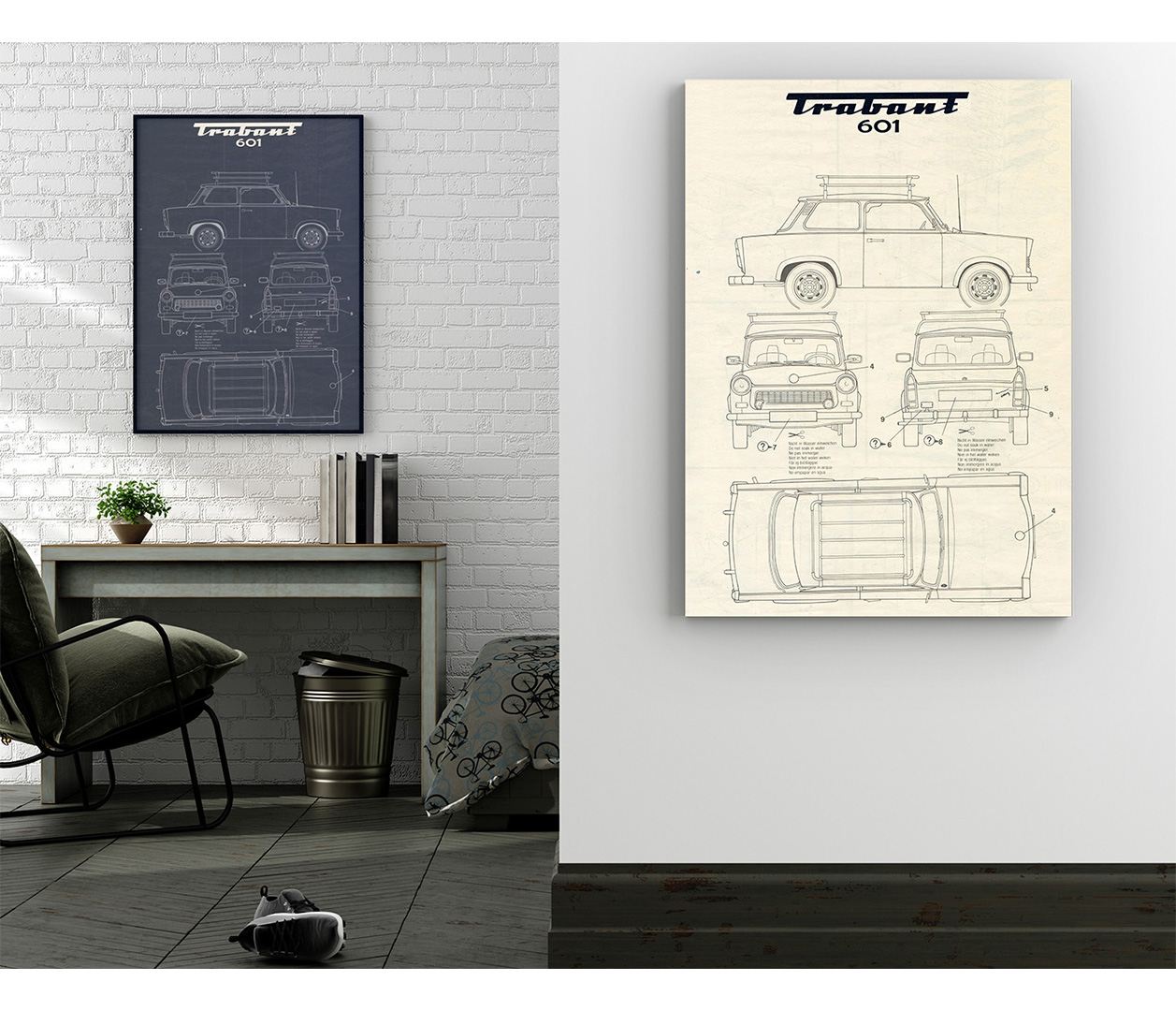 Trabant 601 - blueprint biely